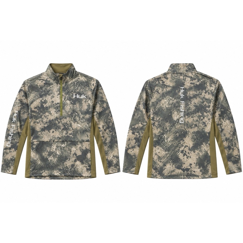 Huk Fishing Quarter Zip Men Medium Camo Long Sleeve UPF Performance Shirt